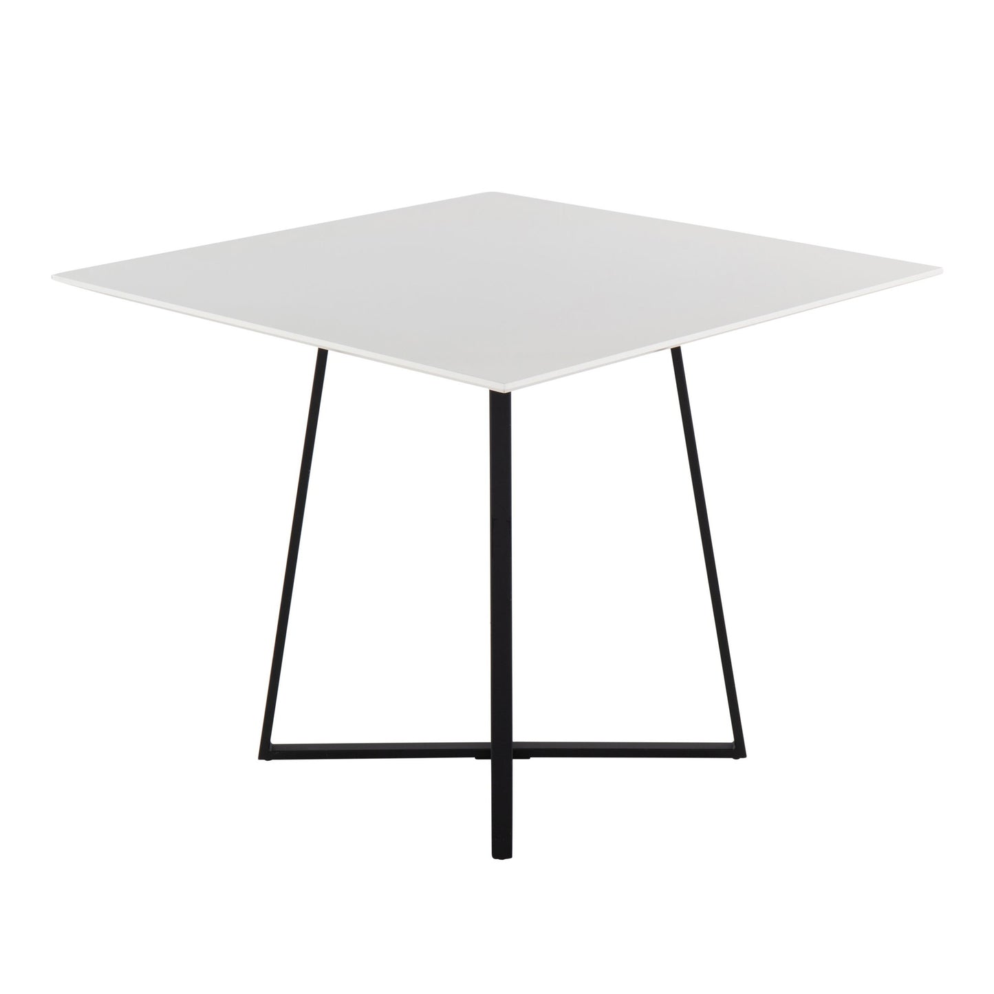 Cosmo Contemporary Square Dining Table with Black Metal Legs and White Wood Top By LumiSource | Dining Tables | Modishstore - 3