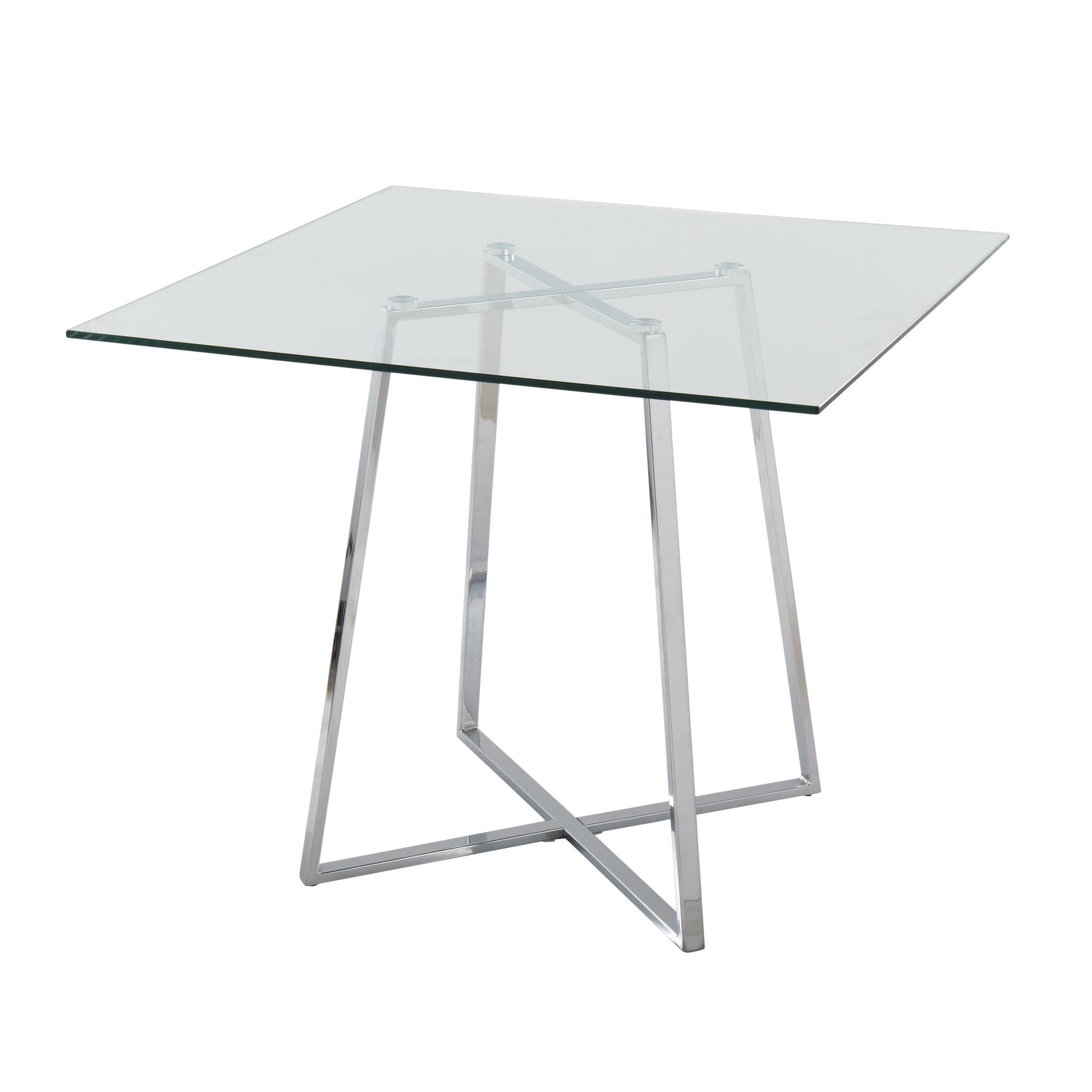 Cosmo Contemporary Square Dining Table with Chrome Metal Legs and Clear Glass Top By LumiSource | Dining Tables | Modishstore - 4