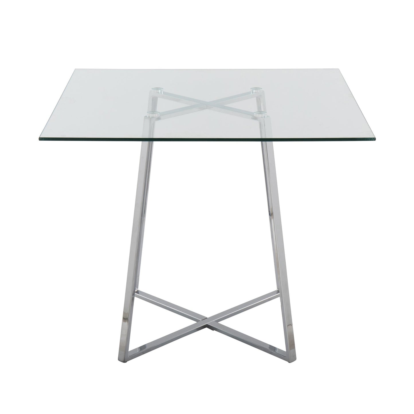 Cosmo Contemporary Square Dining Table with Chrome Metal Legs and Clear Glass Top By LumiSource | Dining Tables | Modishstore - 5