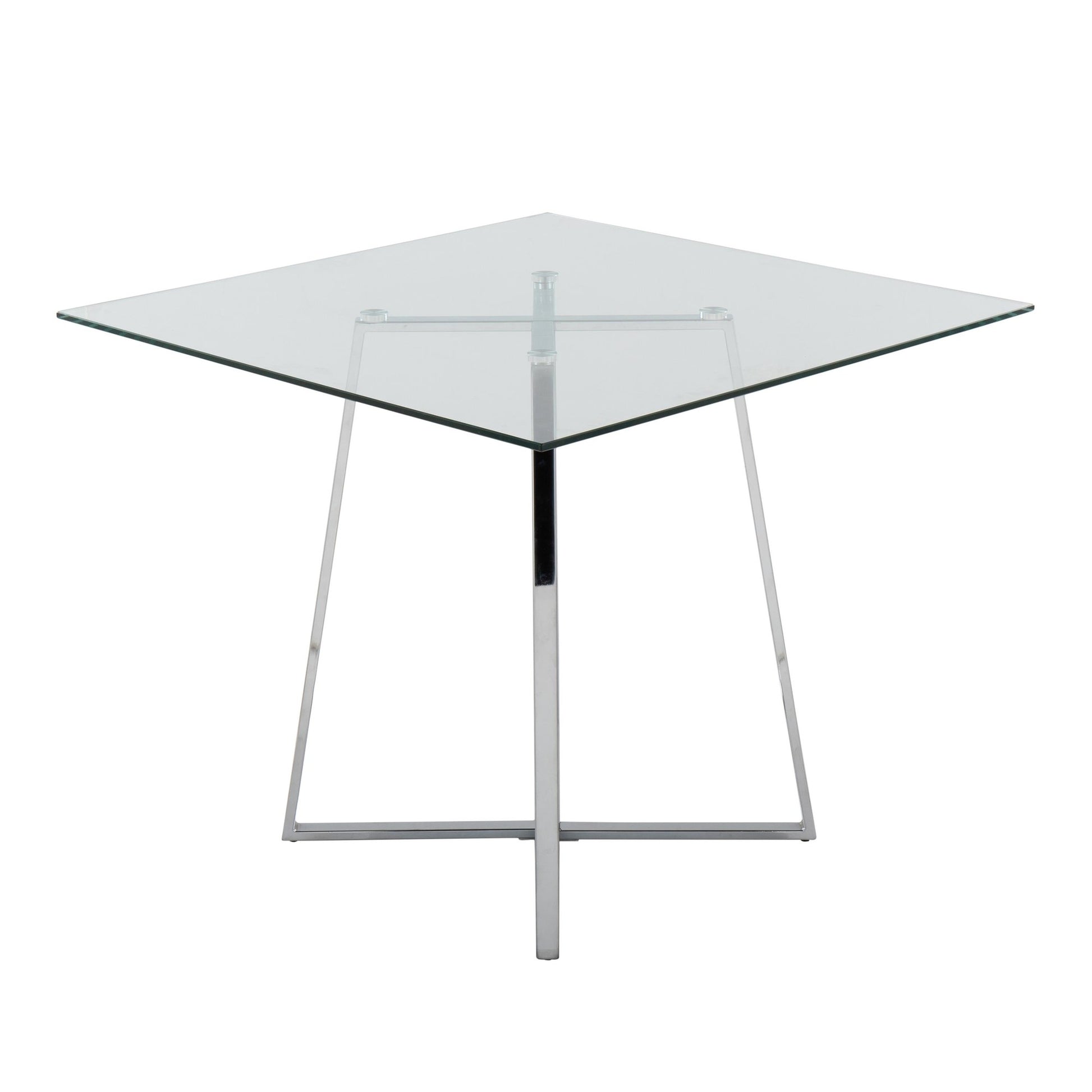 Cosmo Contemporary Square Dining Table with Chrome Metal Legs and Clear Glass Top By LumiSource | Dining Tables | Modishstore - 3