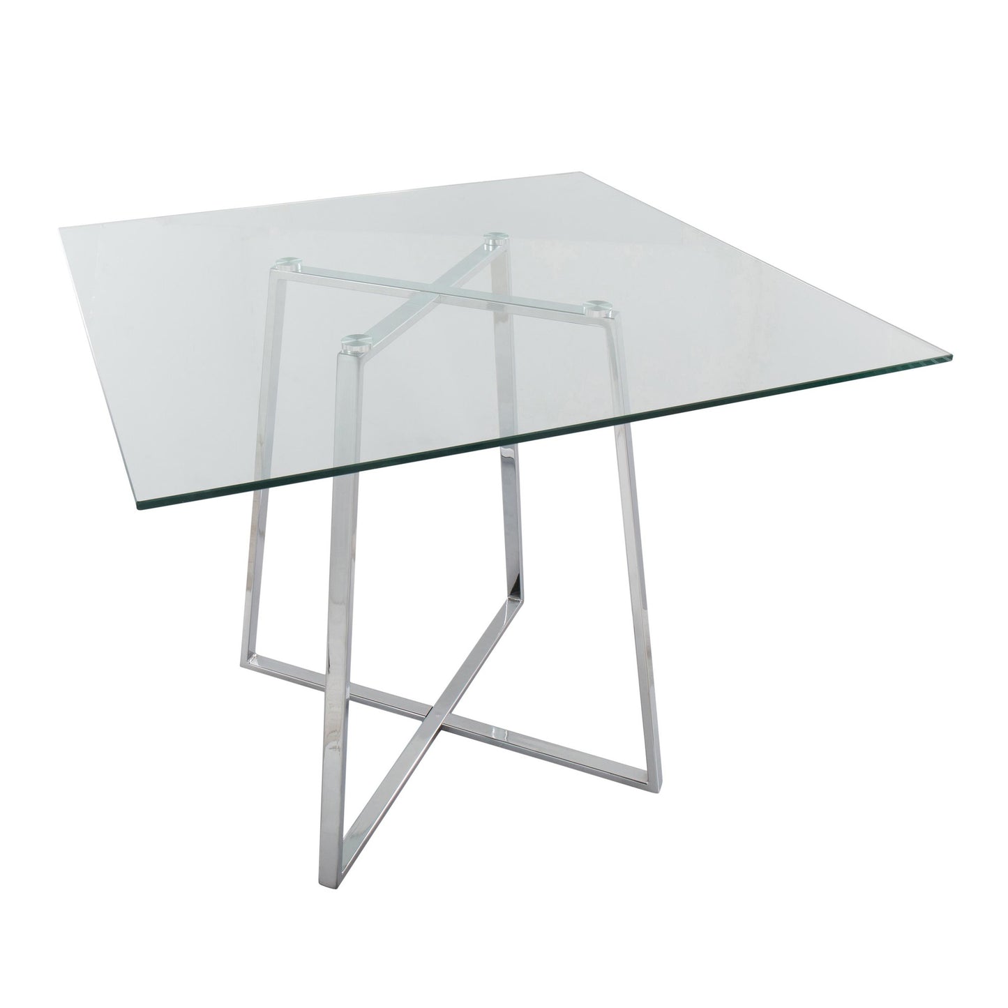 Cosmo Contemporary Square Dining Table with Chrome Metal Legs and Clear Glass Top By LumiSource | Dining Tables | Modishstore - 6