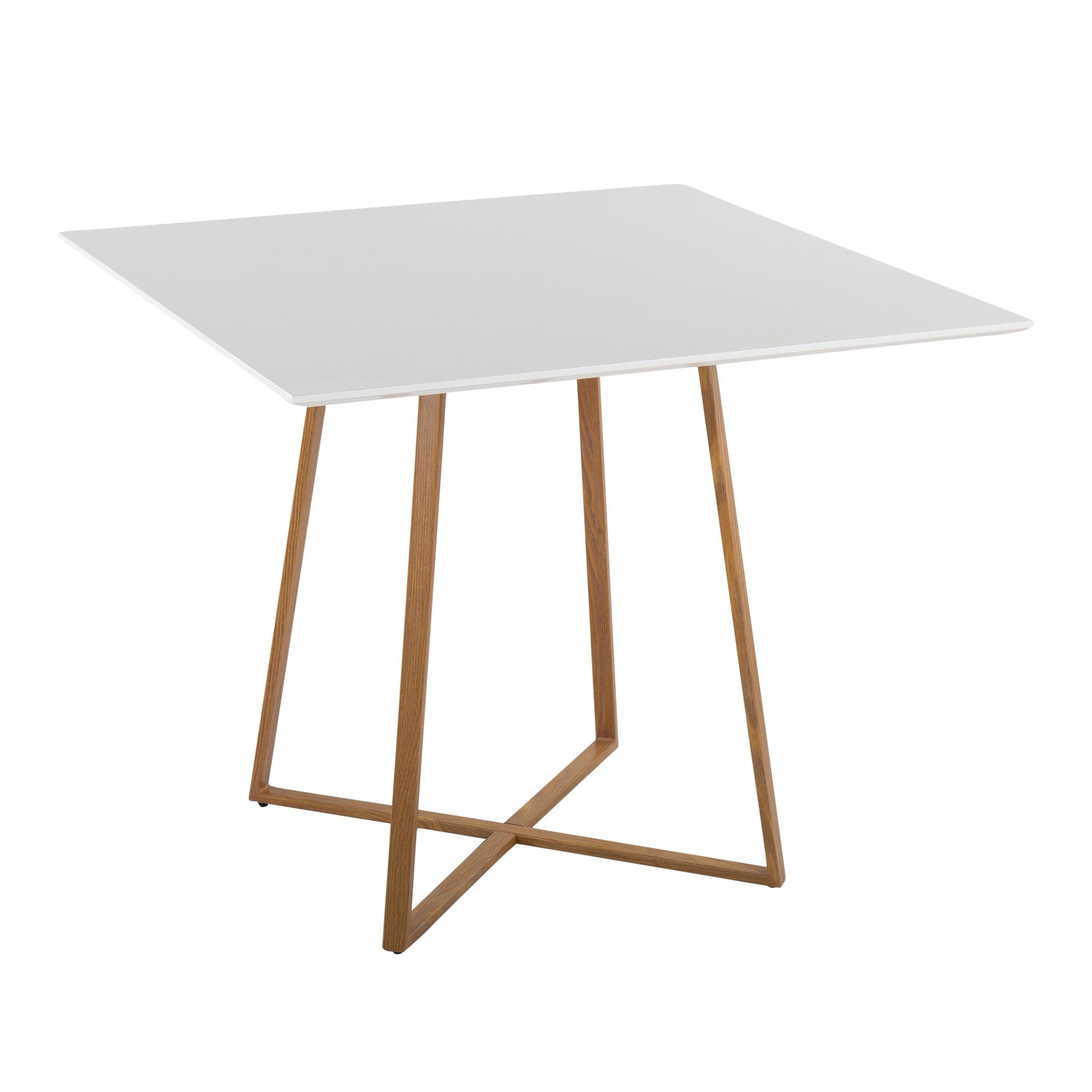 Cosmo Contemporary Square Dining Table with Natural Metal Legs and White Wood Top By LumiSource | Dining Tables | Modishstore