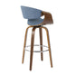 Curvini Mid-Century Modern Barstool in Walnut Wood and Blue Fabric By LumiSource - Set of 2 | Bar Stools | Modishstore - 10
