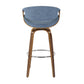 Curvini Mid-Century Modern Barstool in Walnut Wood and Blue Fabric By LumiSource - Set of 2 | Bar Stools | Modishstore - 11