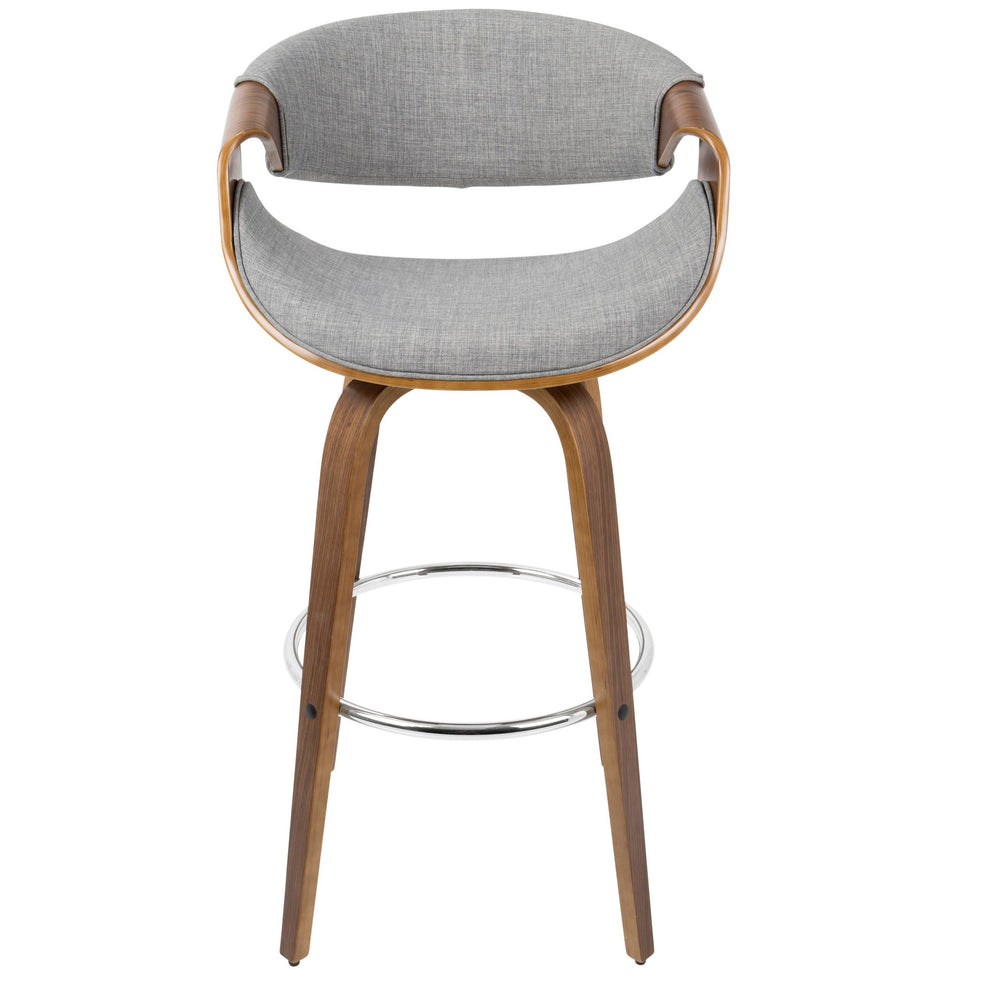 Curvini Mid-Century Modern Barstool in Walnut Wood and Blue Fabric By LumiSource - Set of 2 | Bar Stools | Modishstore - 24