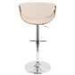 Curvo Mid-Century Modern Adjustable Barstool with Swivel in Chrome, Walnut and Cream Fabric By LumiSource - Set of 2 | Bar Stools | Modishstore - 3