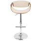 Curvo Mid-Century Modern Adjustable Barstool with Swivel in Chrome, Walnut and Cream Fabric By LumiSource - Set of 2 | Bar Stools | Modishstore - 4