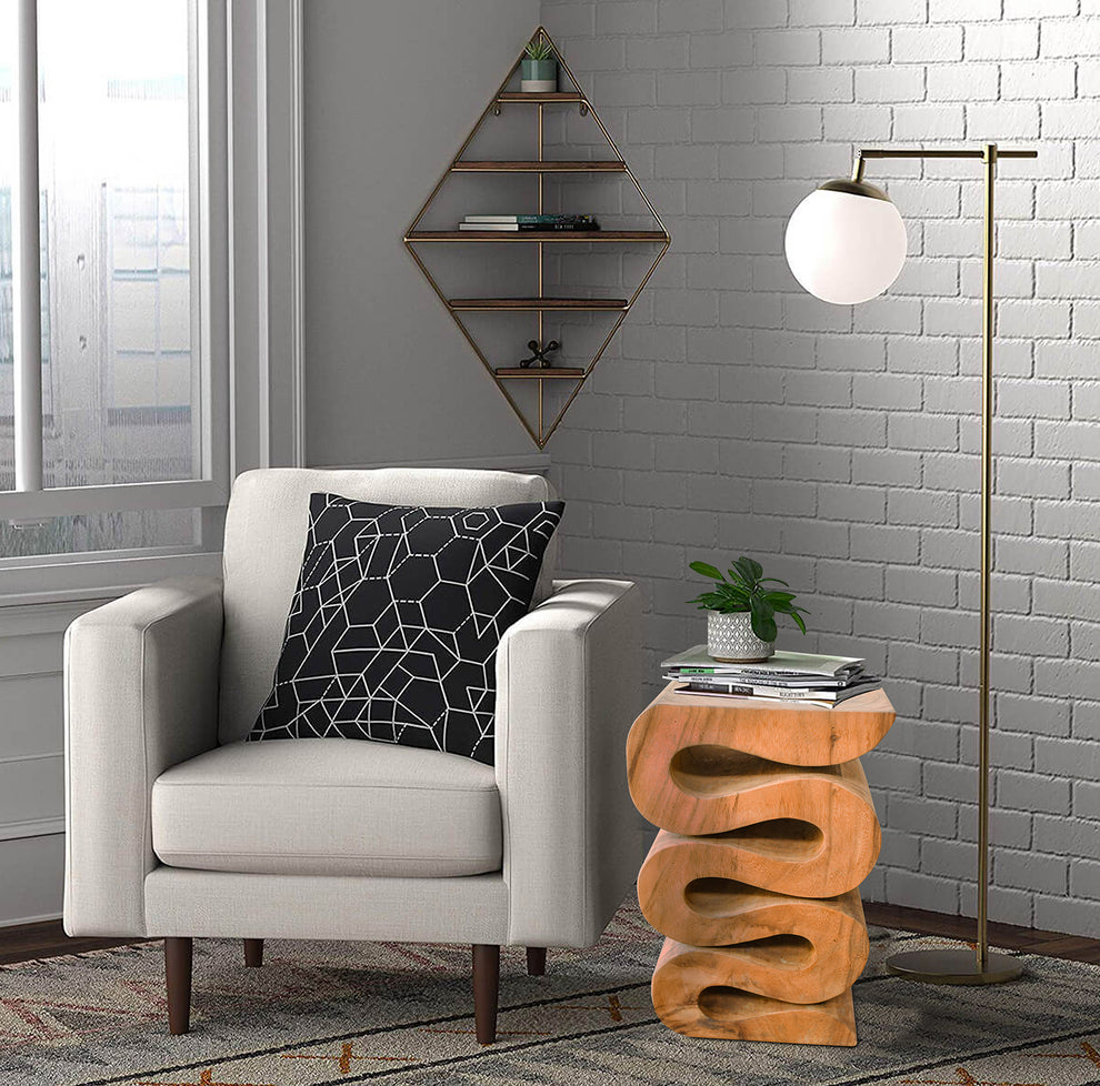 Zigzag Table in Teakwood | ModishStore | Side Tables