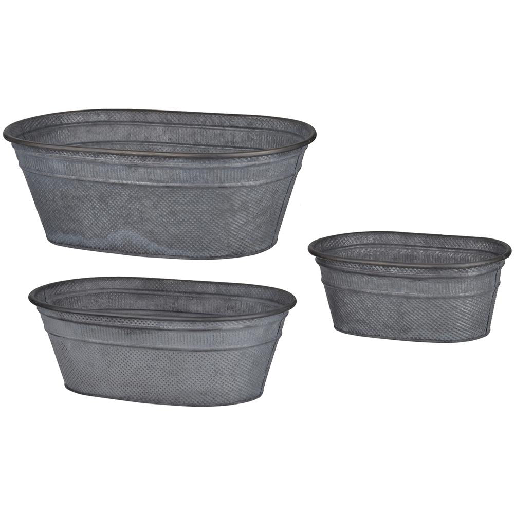 A&B Home Clemson Oval Metal Tubs - Set Of 3 | Planters, Troughs & Cachepots | Modishstore