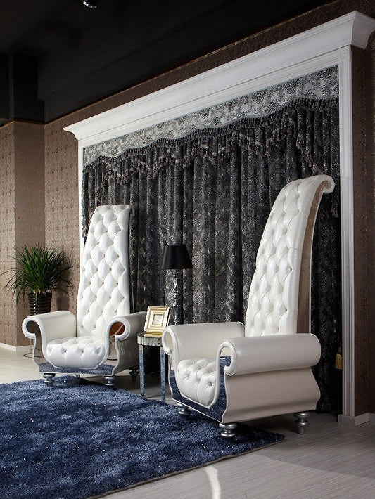 Divani Casa Luxe - Neo-Classical Pearl White Italian Leather Tall Chair | Modishstore | Accent Chairs