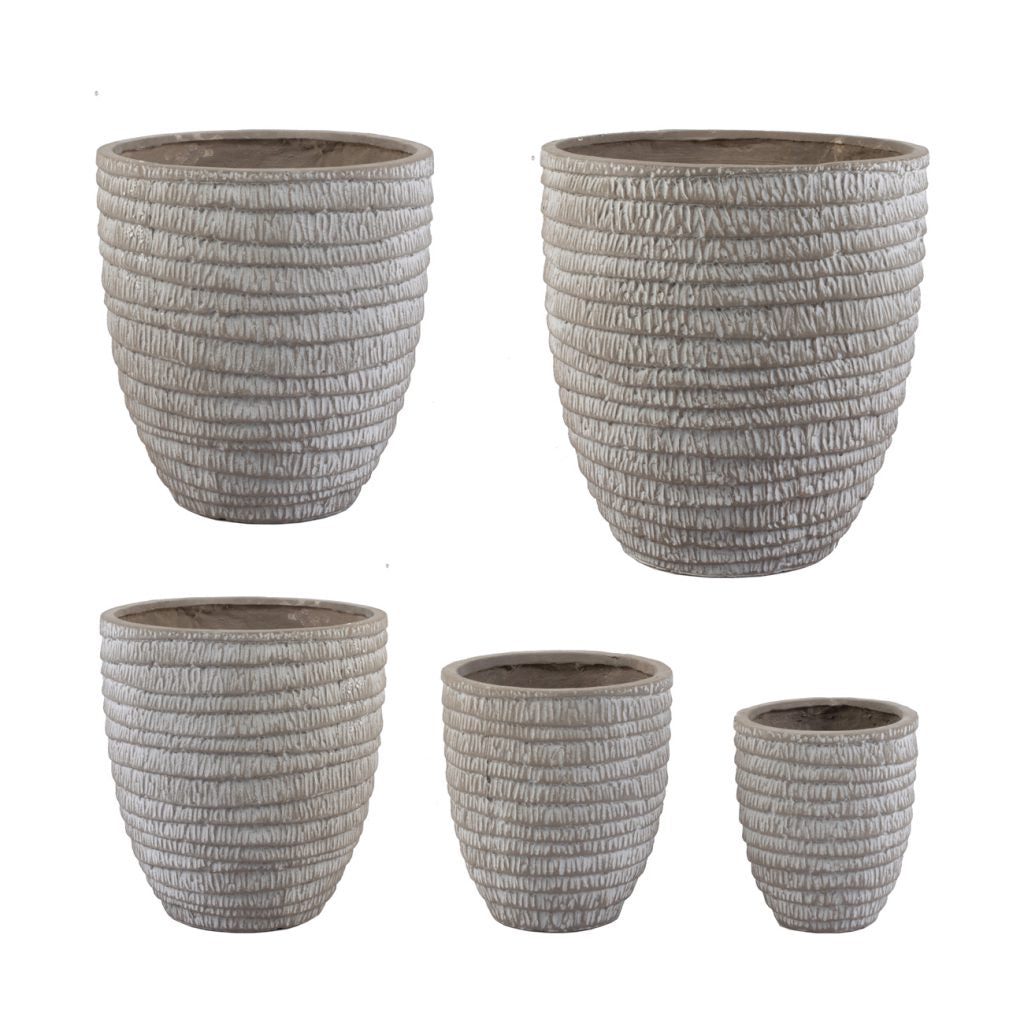 A&B Home Five Round Pots with White Net Finish | Outdoor Planters, Troughs & Cachepots | Modishstore