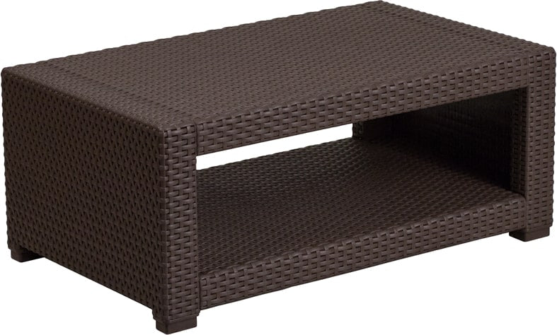 Chocolate Brown Faux Rattan Coffee Table by Flash Furniture | Outdoor Tables | Modishstore