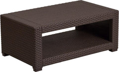 Chocolate Brown Faux Rattan Coffee Table by Flash Furniture