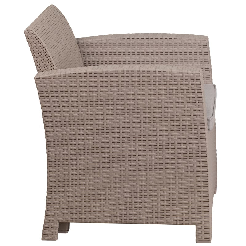 Light Gray Faux Rattan Chair with All-Weather Light Gray Cushion by Flash Furniture | Outdoor Chairs | Modishstore-2
