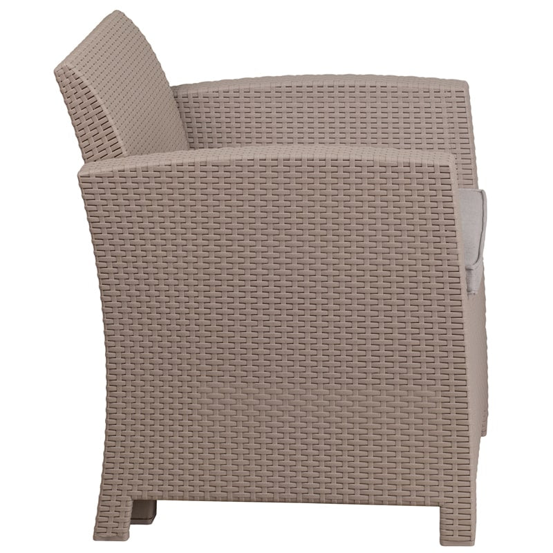 Light Gray Faux Rattan Chair with All-Weather Light Gray Cushion by Flash Furniture | Outdoor Chairs | Modishstore - 2