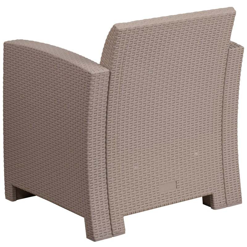 Light Gray Faux Rattan Chair with All-Weather Light Gray Cushion by Flash Furniture | Outdoor Chairs | Modishstore - 3