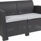 Dark Gray Faux Rattan Loveseat with All-Weather Light Gray Cushions by Flash Furniture | Outdoor Sofas, Loveseats & Sectionals | Modishstore - 5