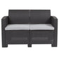 Dark Gray Faux Rattan Loveseat with All-Weather Light Gray Cushions by Flash Furniture | Outdoor Sofas, Loveseats & Sectionals | Modishstore - 4