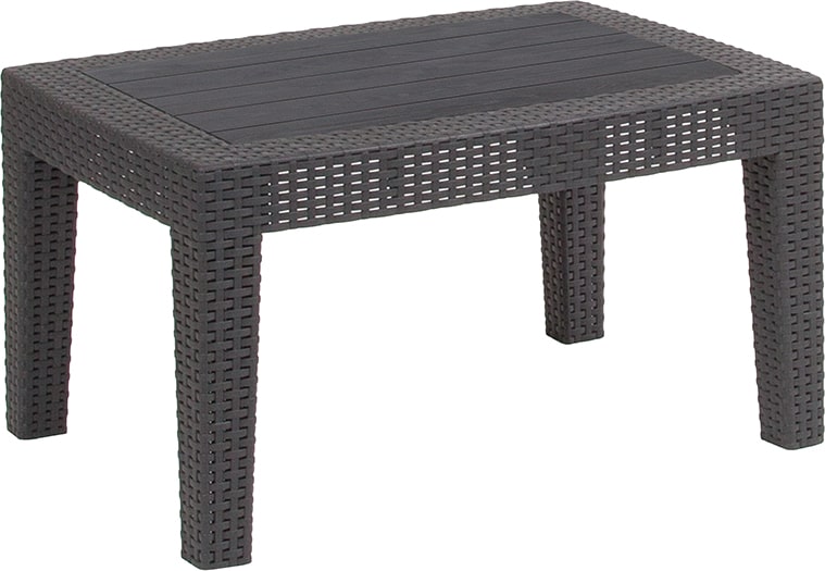 Dark Gray Faux Rattan Coffee Table by Flash Furniture | Outdoor Tables | Modishstore