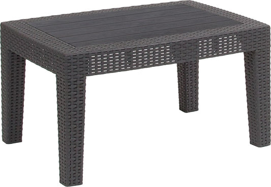 Dark Gray Faux Rattan Coffee Table by Flash Furniture | Outdoor Tables | Modishstore