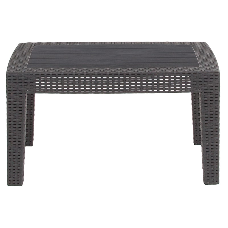Dark Gray Faux Rattan Coffee Table by Flash Furniture | Outdoor Tables | Modishstore - 2