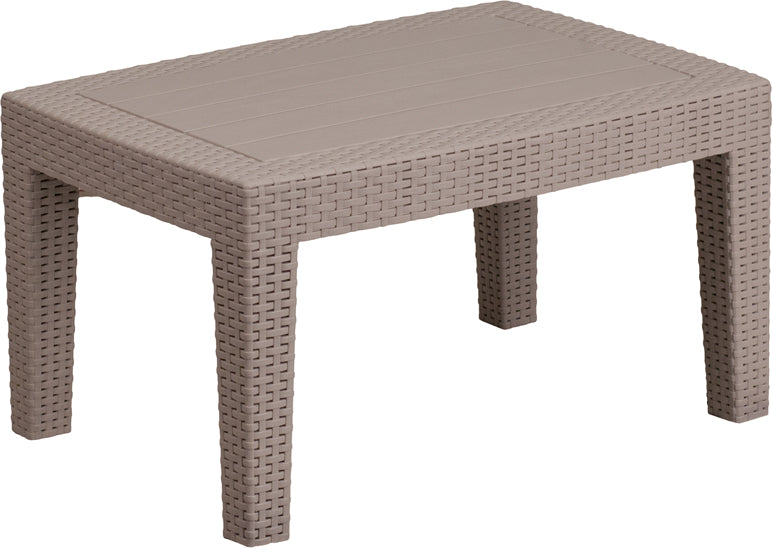 Light Gray Faux Rattan Coffee Table by Flash Furniture | Outdoor Tables | Modishstore - 1