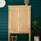 Large Two Door Wooden Cabinet With  Woven Cane Detail By Kalalou | Cabinets | Modishstore - 3
