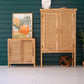 Large Two Door Wooden Cabinet With  Woven Cane Detail By Kalalou | Cabinets | Modishstore - 6
