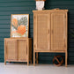 Large Two Door Wooden Cabinet With  Woven Cane Detail By Kalalou | Cabinets | Modishstore - 7
