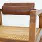 Bent Teak Arm Chair With Woven Seat And Leather Pad Back By Kalalou | Armchairs | Modishstore - 4
