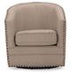 Baxton Studio Porter Modern and Contemporary Classic Retro Beige Fabric Upholstered Swivel Tub Chair | Lounge Chairs | Modishstore - 2