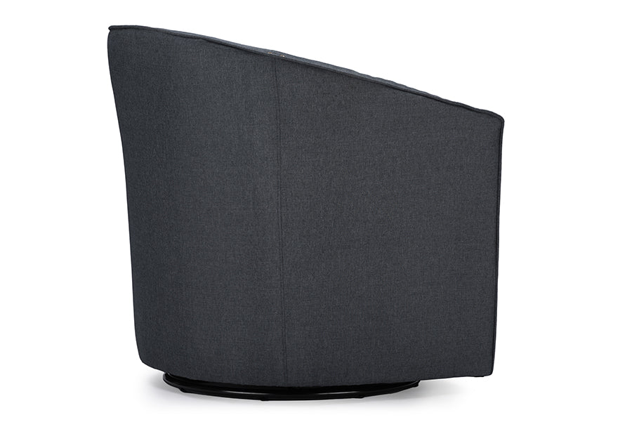 Baxton Studio Porter Modern and Contemporary Classic Retro Beige Fabric Upholstered Swivel Tub Chair | Lounge Chairs | Modishstore - 7