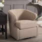 Baxton Studio Finley Mid-century Modern Beige Fabric Upholstered Swivel Armchair | Armchairs | Modishstore
