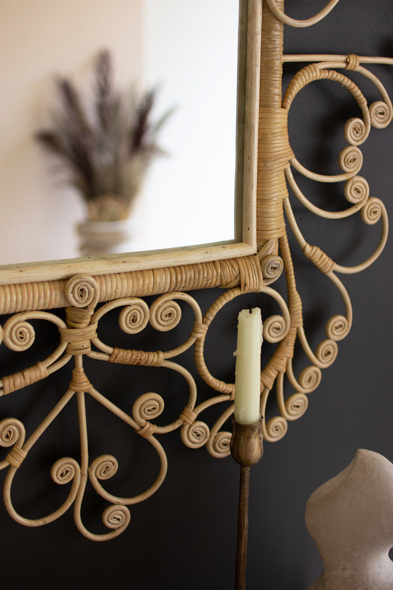 Ornate Rattan Framed Mirror By Kalalou | Mirrors | Modishstore - 2