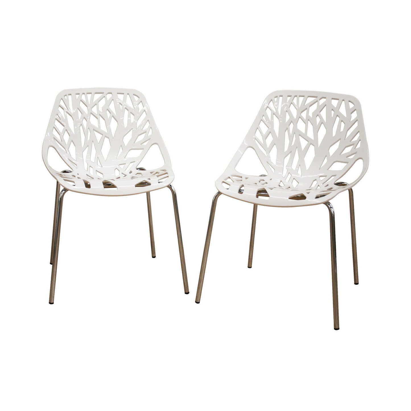 Baxton Studio Modern Birch Sapling White Finished Plastic Dining Chair (Set of 2) | Dining Chairs | Modishstore
