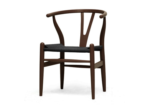 Baxton Studio Mid-Century Modern Wishbone Chair - Black Wood Y Chair (Set of 2) | Modishstore | Accent Chairs