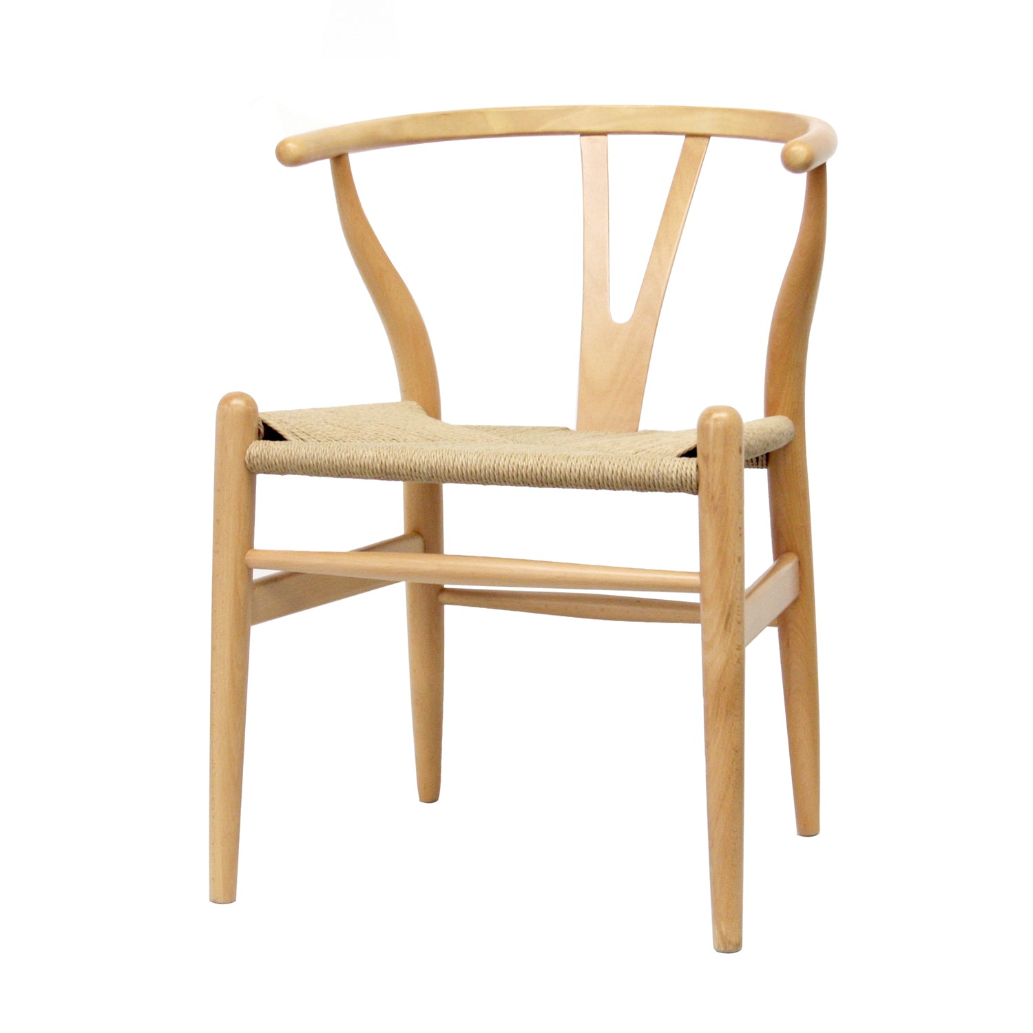 Baxton Studio Mid-Century Modern Wishbone Chair - Natural Wood Y Chair (Set of 2) | Modishstore | Accent Chairs