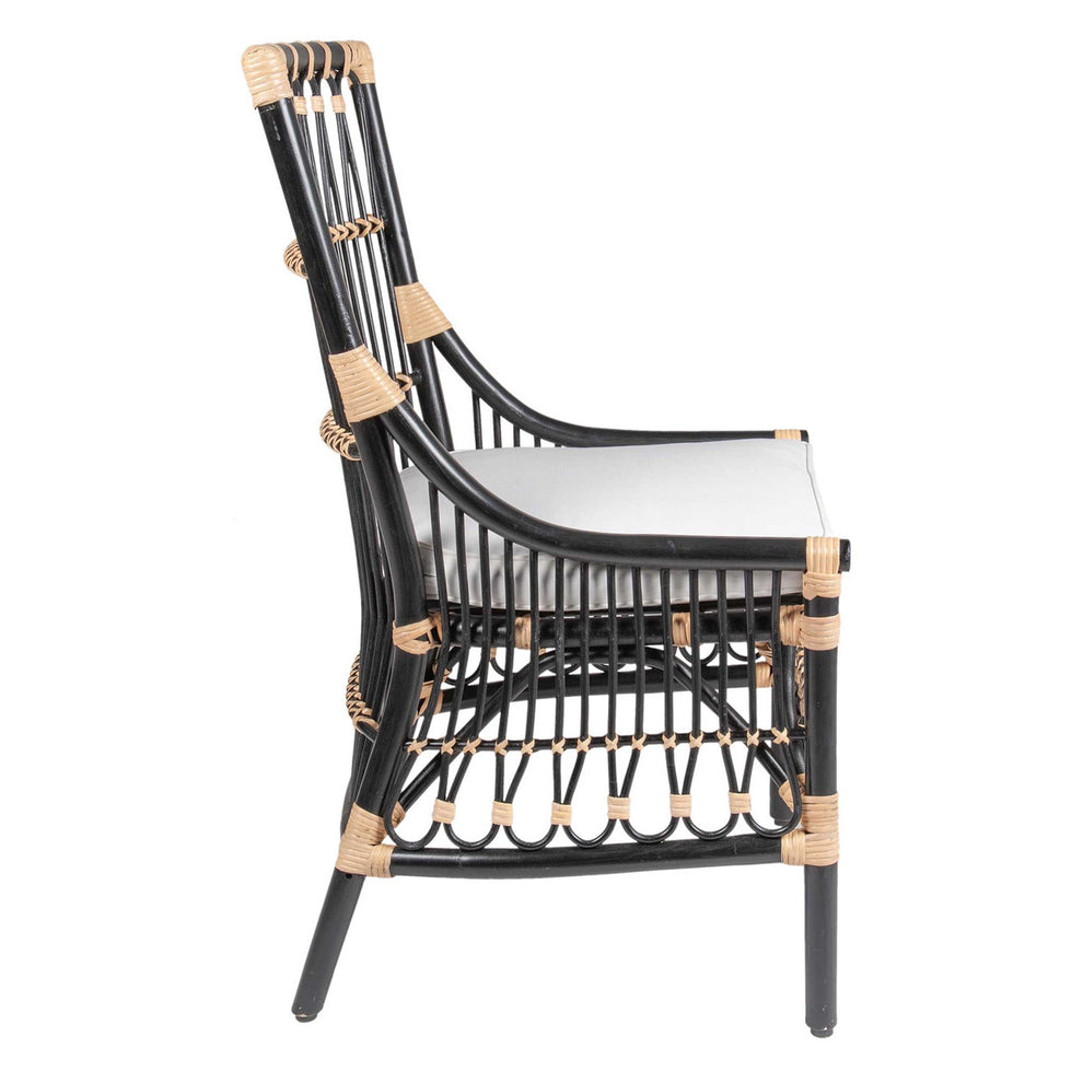 LaSalle Rattan Dining Chair, Black and Natural Set of 2 by Jeffan | Dining Chairs | Modishstore - 3