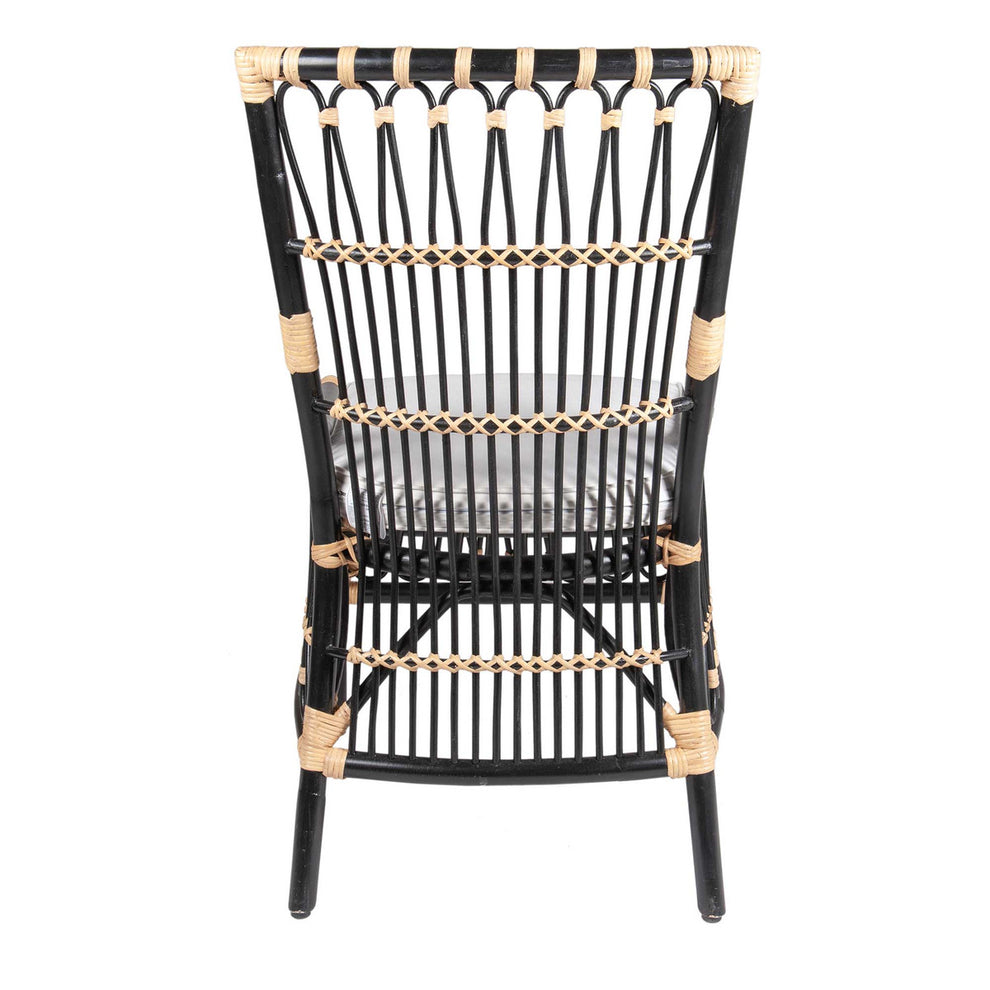 LaSalle Rattan Dining Chair, Black and Natural Set of 2 by Jeffan | Dining Chairs | Modishstore - 4
