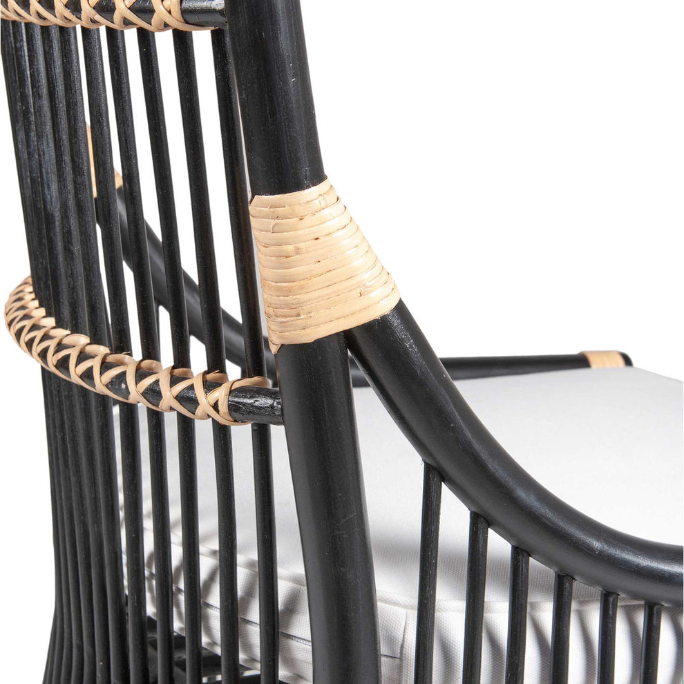 LaSalle Rattan Dining Chair, Black and Natural Set of 2 by Jeffan | Dining Chairs | Modishstore - 5