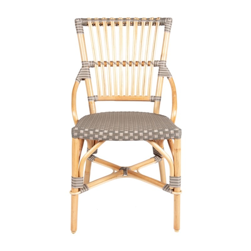 Brea Bistro Rattan Side Chair, Natural and Grey Set of 2 by Jeffan | Side Chairs | Modishstore - 2