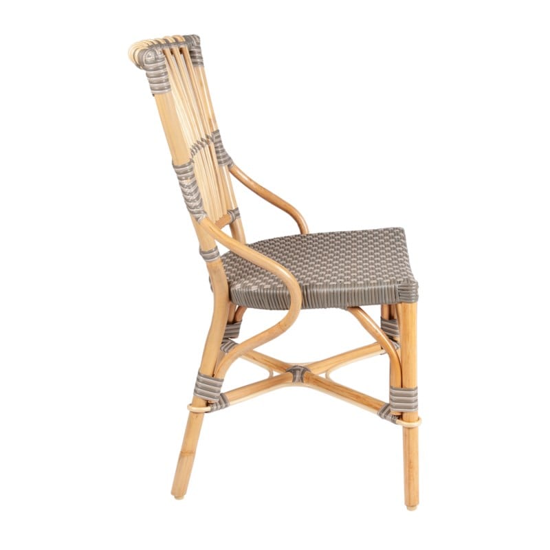 Brea Bistro Rattan Side Chair, Natural and Grey Set of 2 by Jeffan | Side Chairs | Modishstore - 3