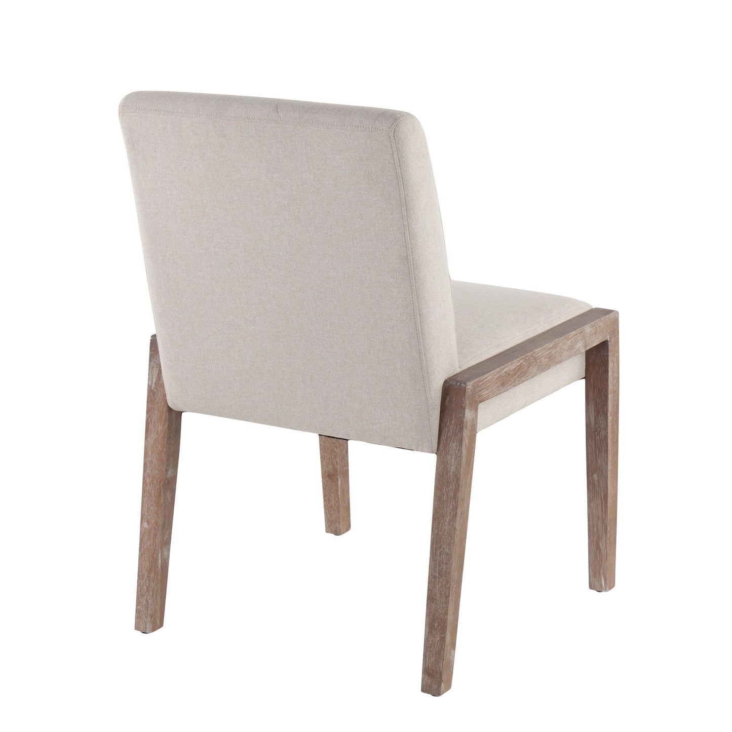 Carmen Contemporary Chair in White Washed Wood and Beige Fabric By LumiSource - Set of 2 | Side Chairs | Modishstore - 6