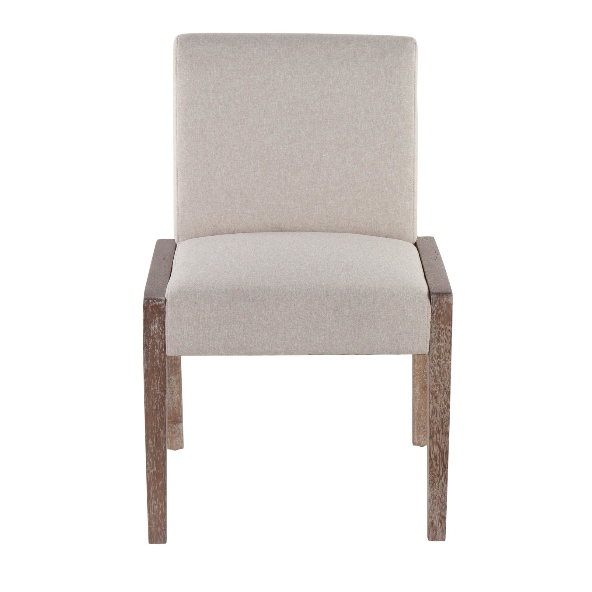 Carmen Contemporary Chair in White Washed Wood and Beige Fabric By LumiSource - Set of 2 | Side Chairs | Modishstore - 2