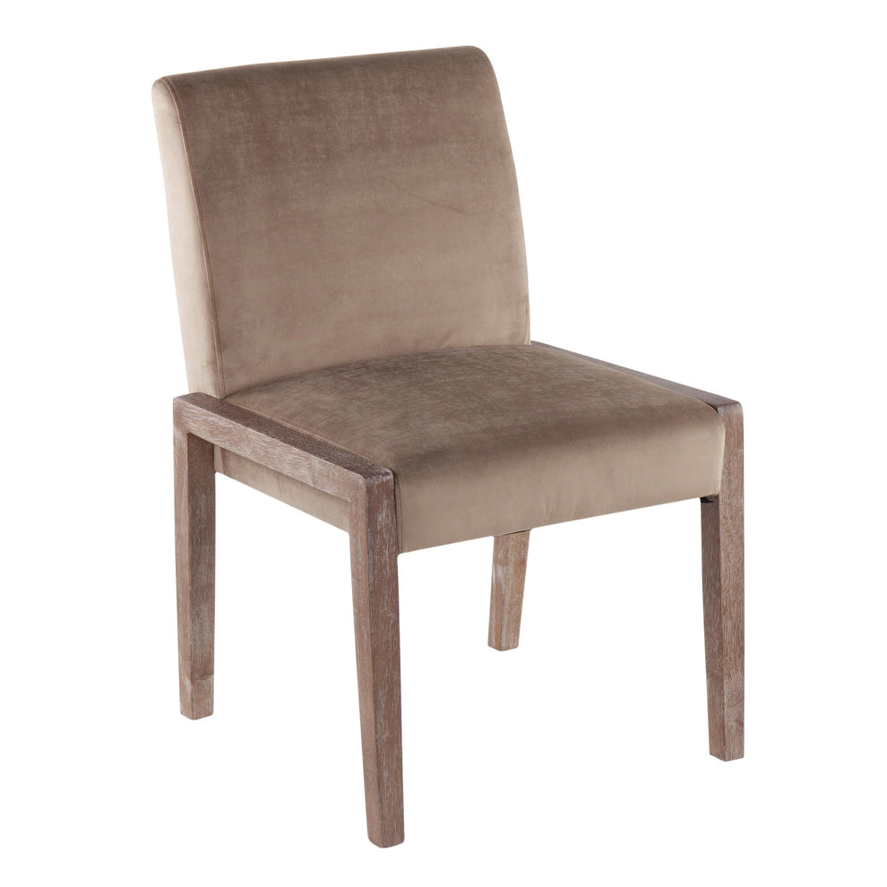 Carmen Contemporary Chair in White Washed Wood and Crushed Blue Velvet By LumiSource - Set of 2 | Side Chairs | Modishstore - 18