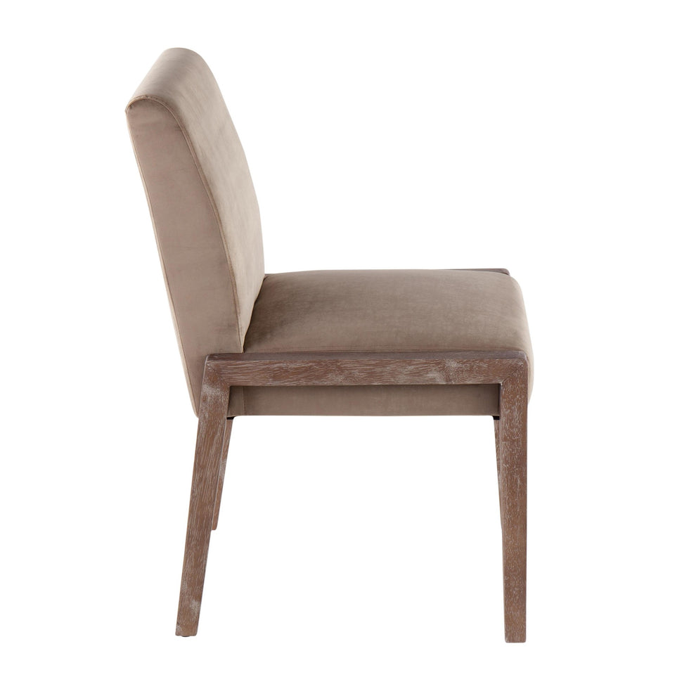 Carmen Contemporary Chair in White Washed Wood and Crushed Blue Velvet By LumiSource - Set of 2 | Side Chairs | Modishstore - 19