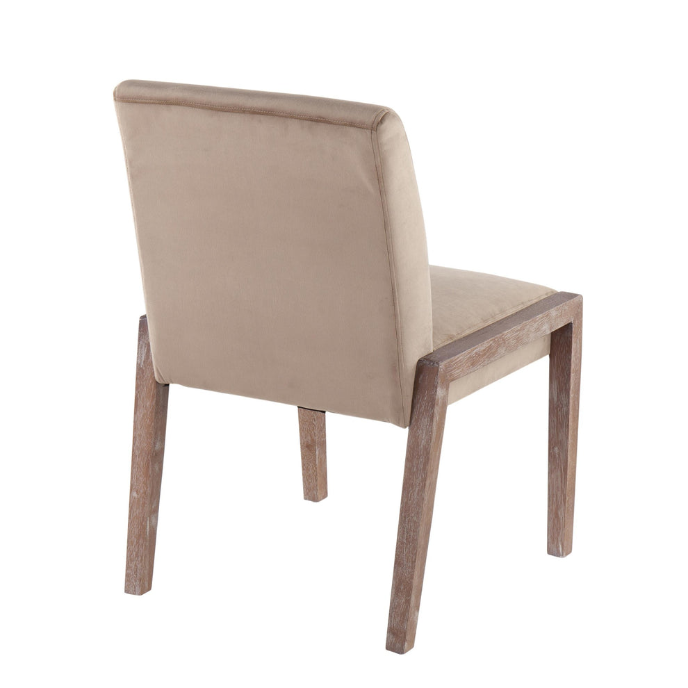 Carmen Contemporary Chair in White Washed Wood and Crushed Blue Velvet By LumiSource - Set of 2 | Side Chairs | Modishstore - 20