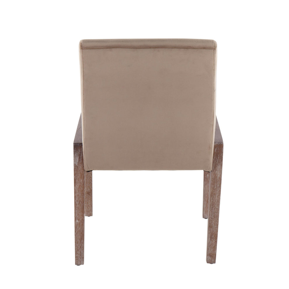 Carmen Contemporary Chair in White Washed Wood and Crushed Blue Velvet By LumiSource - Set of 2 | Side Chairs | Modishstore - 21