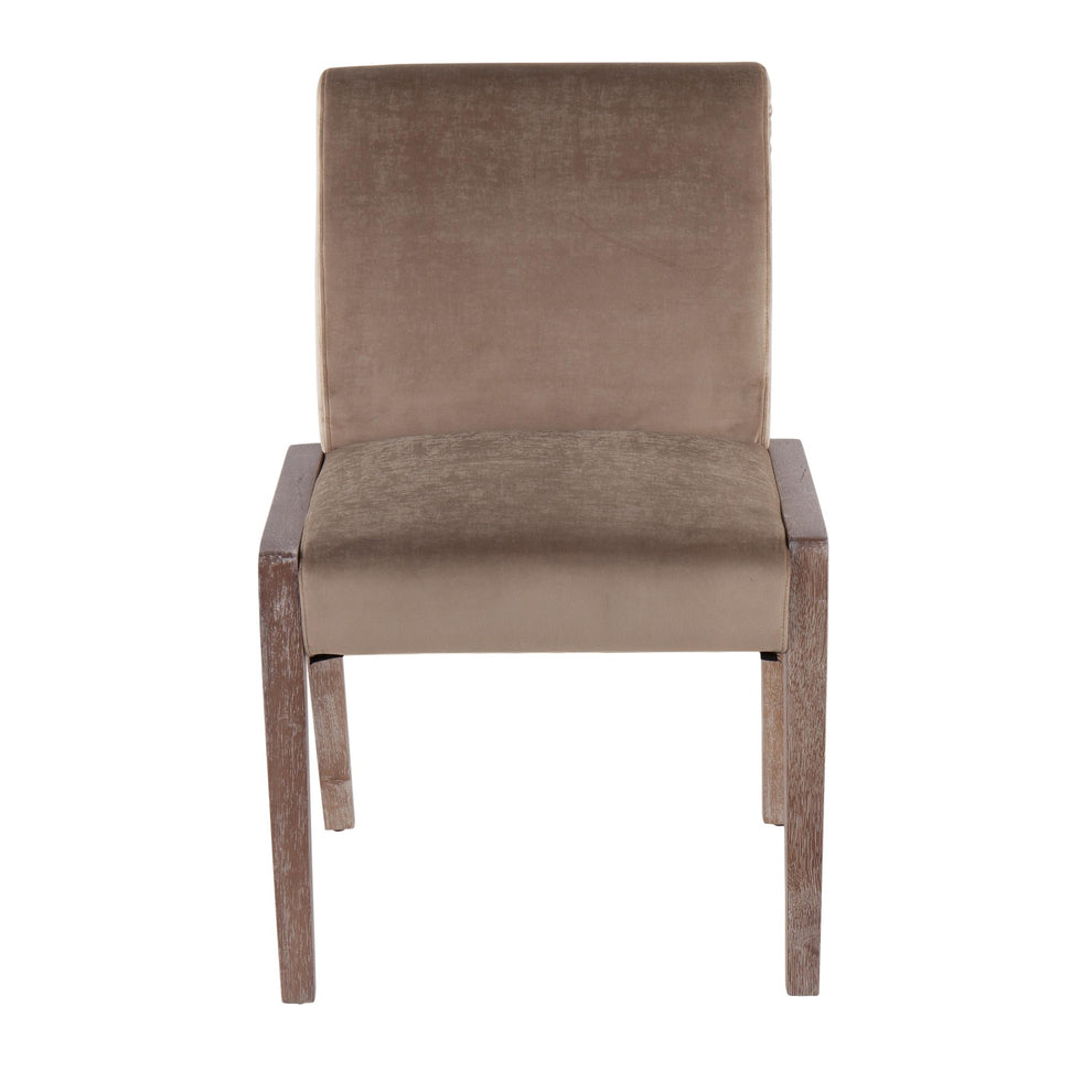 Carmen Contemporary Chair in White Washed Wood and Crushed Blue Velvet By LumiSource - Set of 2 | Side Chairs | Modishstore - 16