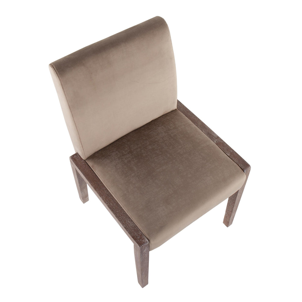 Carmen Contemporary Chair in White Washed Wood and Crushed Blue Velvet By LumiSource - Set of 2 | Side Chairs | Modishstore - 17